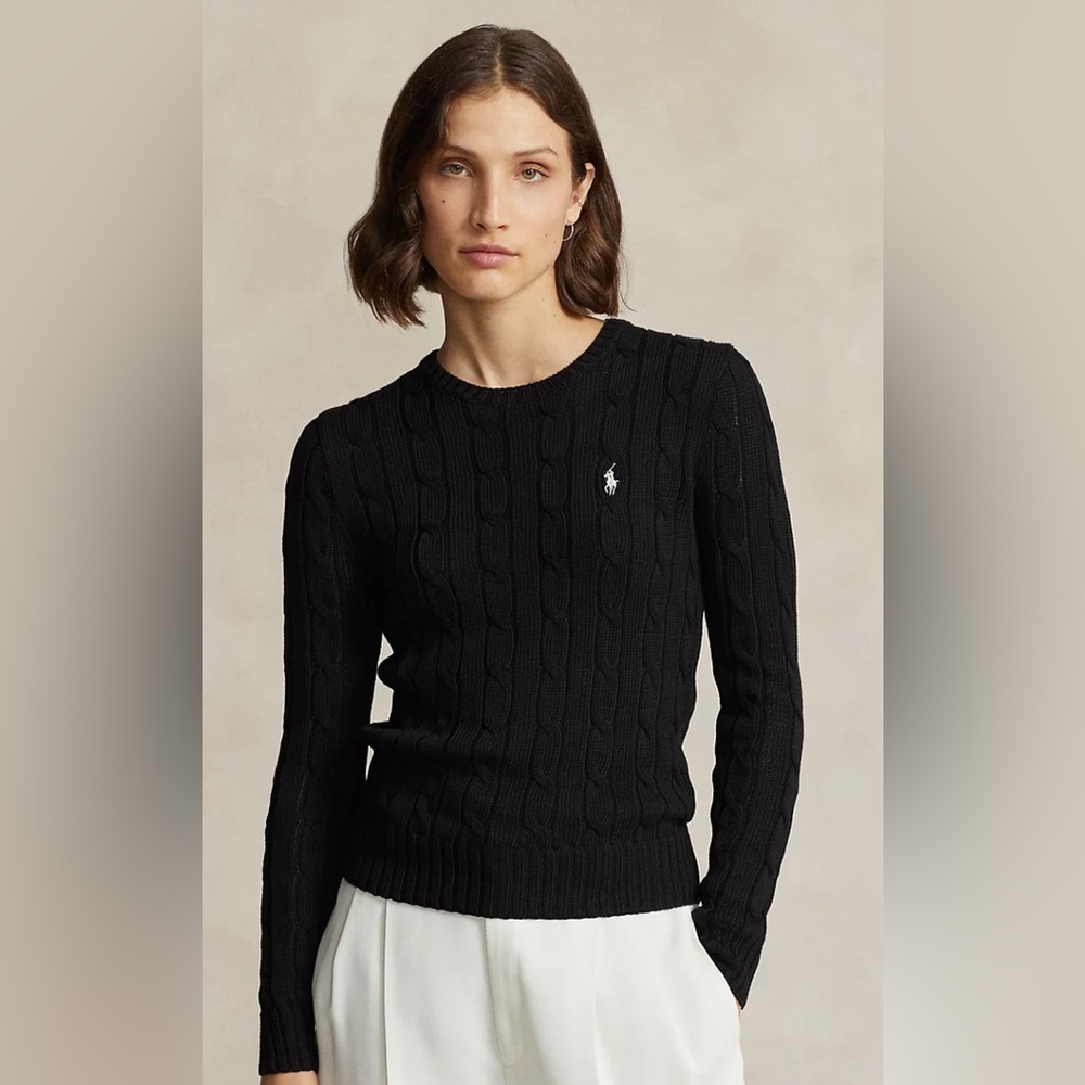 Women’s Ralph Lauren Cable Knit Sweater Pullover Black Size M